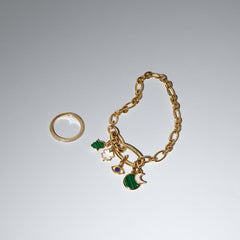 Pandora ME Gold Plated Green Hamsa Hand Mini Dangle Charm 764612C01
