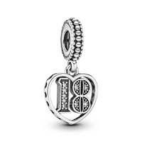 Pandora People 925 Sterling Silver 18th Celebration Dangle Charm 797262CZ