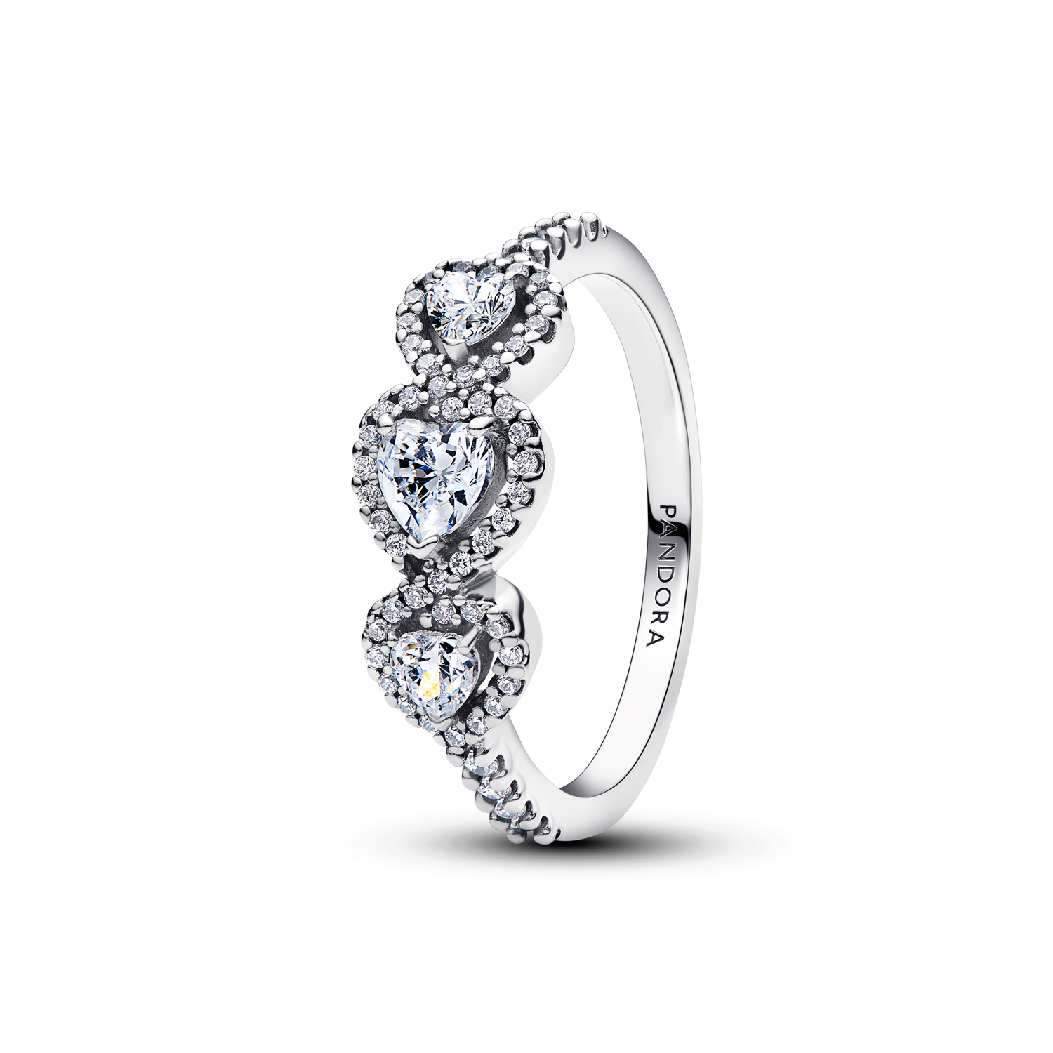 Pandora Timeless 925 Sterling Silver Halo Heart Trilogy Ring 194413C01-54