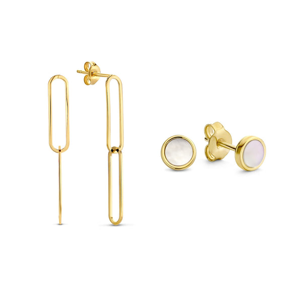 Cadeau d'Isabel 14 karaat gouden oorbellen set met zoetwaterparels