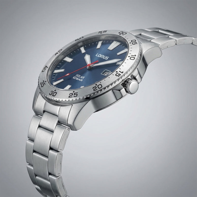 Lorus Solar Herenhorloge Met Blauwe Wijzerplaat RX341AX9-zoom-