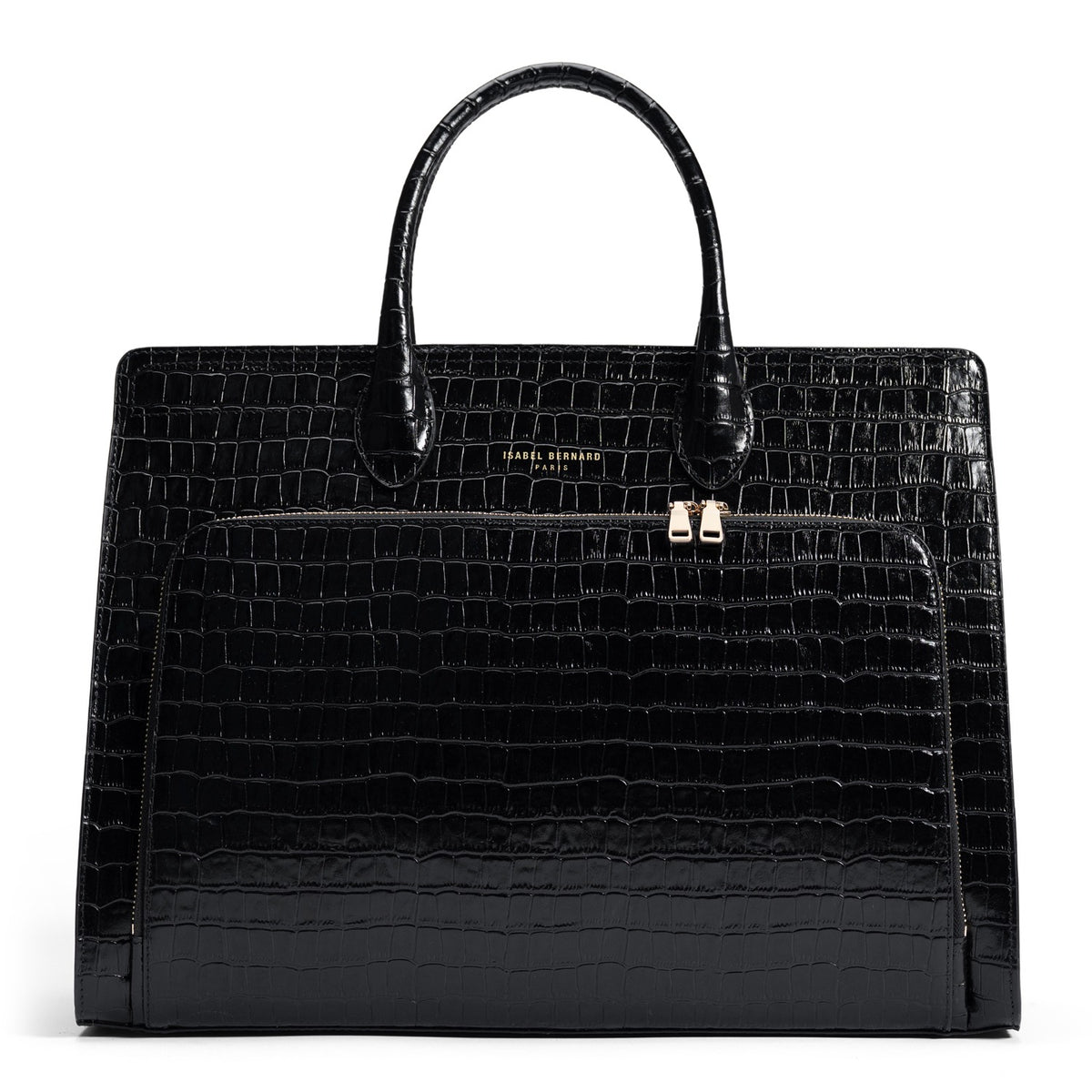 Isabel Bernard Honoré Nadine Black Croco Leather Handbag made of Calfskin IB25033