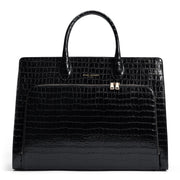 Isabel Bernard Honoré Nadine Zwarte Croco Handtas van Kalfsleer IB25033
