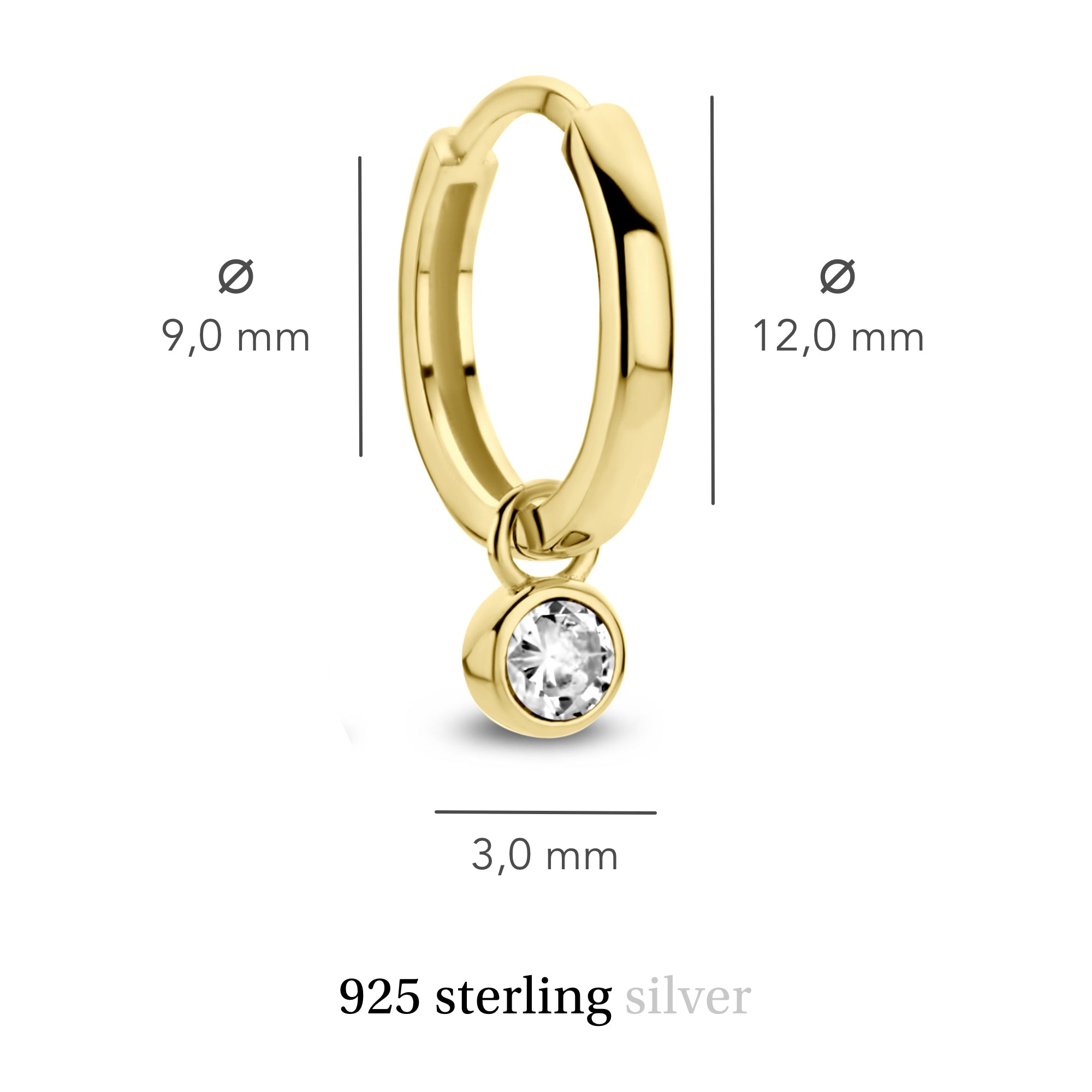 Violet Hamden Venus 925 Sterling Silver Gold-coloured Hoop Earrings with Birthstone VH360015-MAR