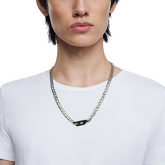 Diesel D Logo Silver and Gold Stainless Steel Necklace DX1636931