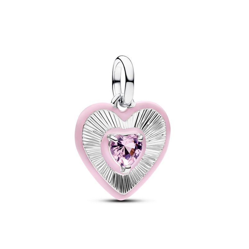 Pandora ME 925 Sterling Silver Radiant Pink Heart Locket Charm 794409C01-zoom-