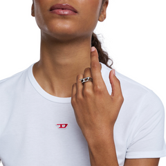 Diesel D Logo Silver Stainless Steel Ring DX16380407