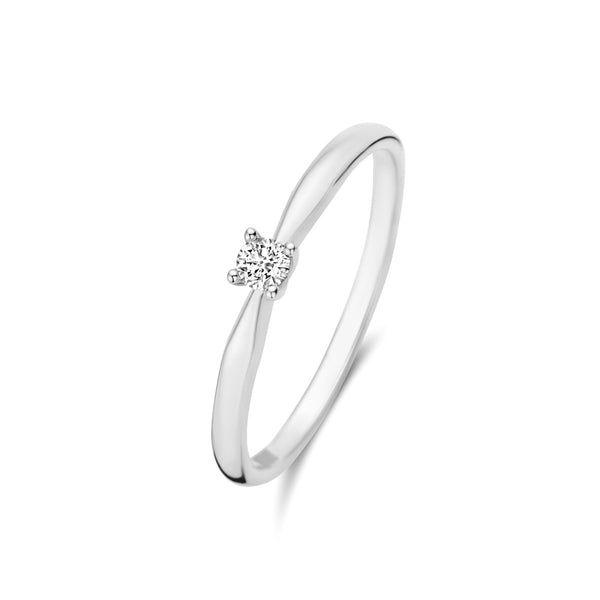 De la Paix Celesse 14 karaat witgouden ring met diamant 0.07 karaat