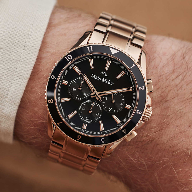 Mats Meier Ponte dei Salti Chronograaf Herenhorloge Rosé Goudkleurig en Zwart MM00510-zoom-