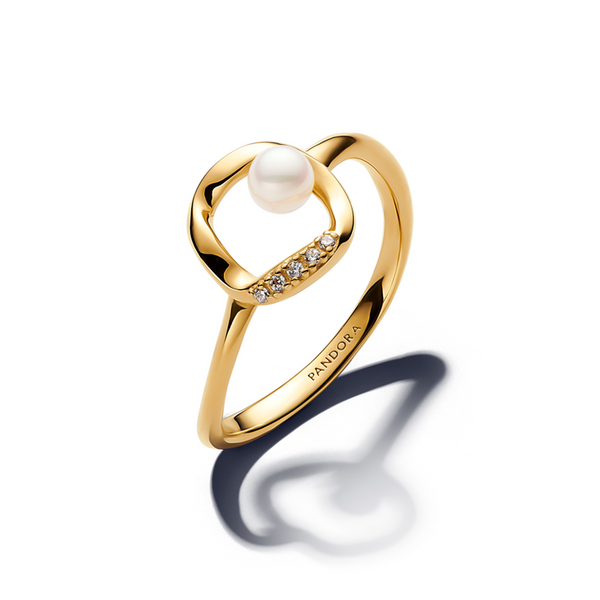 Pandora Essence Gold Plated Organisch Gevormde Parel Ring 163831C01