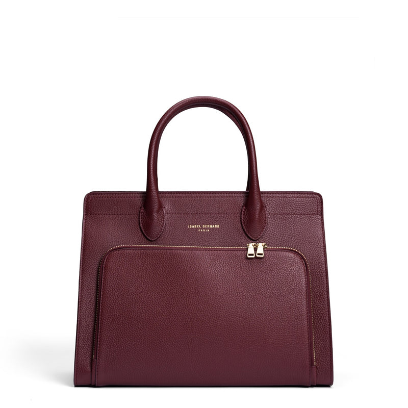 Isabel Bernard Honoré Nadine bordeauxrode kalfsleren handtas met 13 inch laptopvak IB25110-052-13-zoom-
