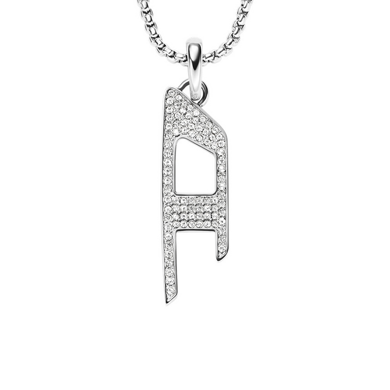 Diesel D Logo Silver Stainless Steel Necklace DX1624040-zoom-