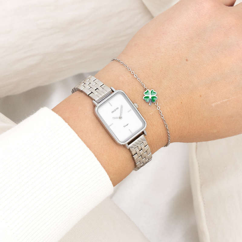 OOZOO Vintage Zilver en Wit Dameshorloge C20416-zoom-