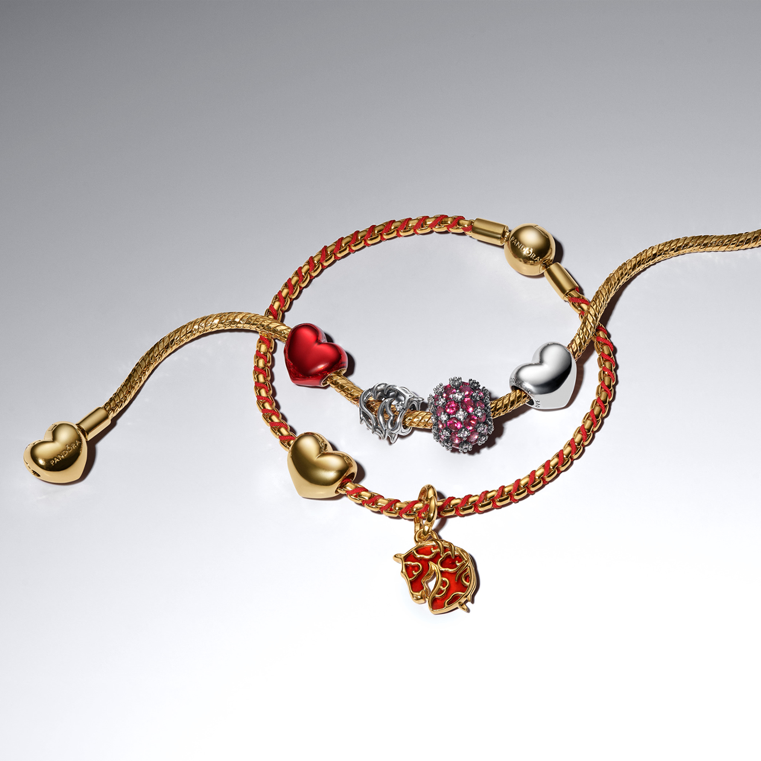 Pandora Moments Gold Plated Red Fire Horse Murano Glass Pendant Charm 764431C01