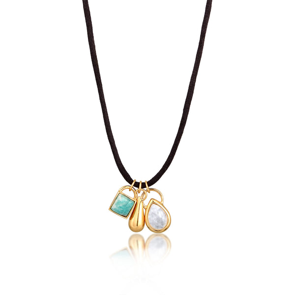 Elli 925 Sterling Silver Layered Choker Gold plated with Moonstone 2004-BF-0008265-001