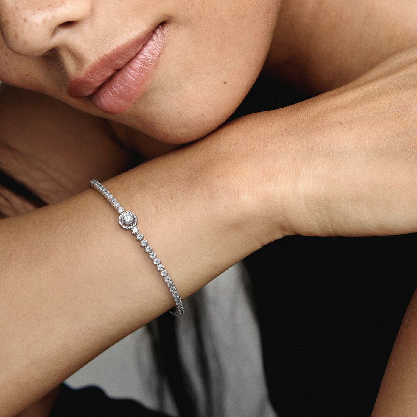 Pandora Timeless 925 Sterling Silver Sparkling Halo Tennis Bracelet 599416C01-16