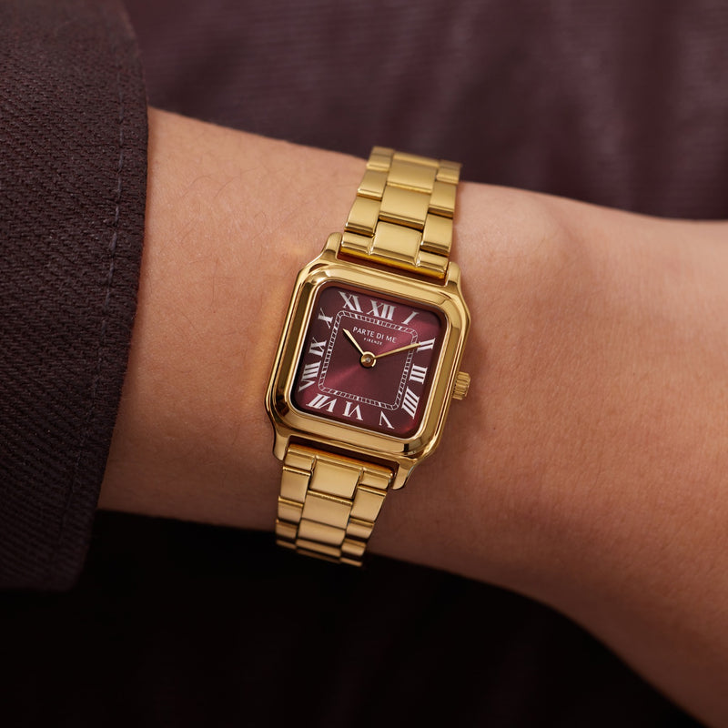 Parte di Me Orologio rectangular ladies watch gold and bordeaux PDM09037-zoom-