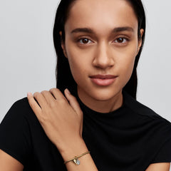 Pandora Moments Gold Plated Enamel Cubic Zirconia Engravable Trophy Double Dangle Charm 764715C01