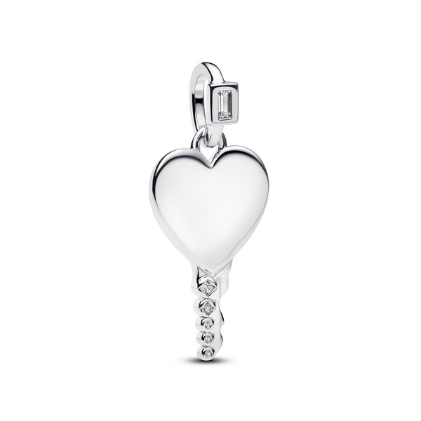 Pandora Moments 925 Sterling Silver Engravable Heart Key Shaped Pendant 394353C01