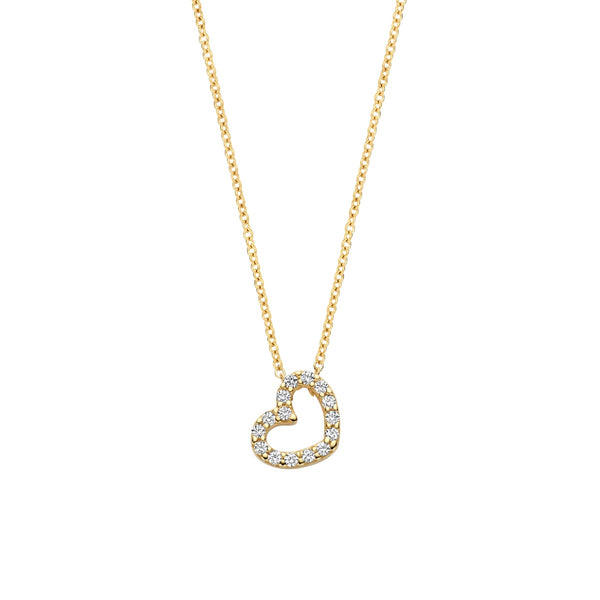 Ketting met hartje zirkonia 14k goud