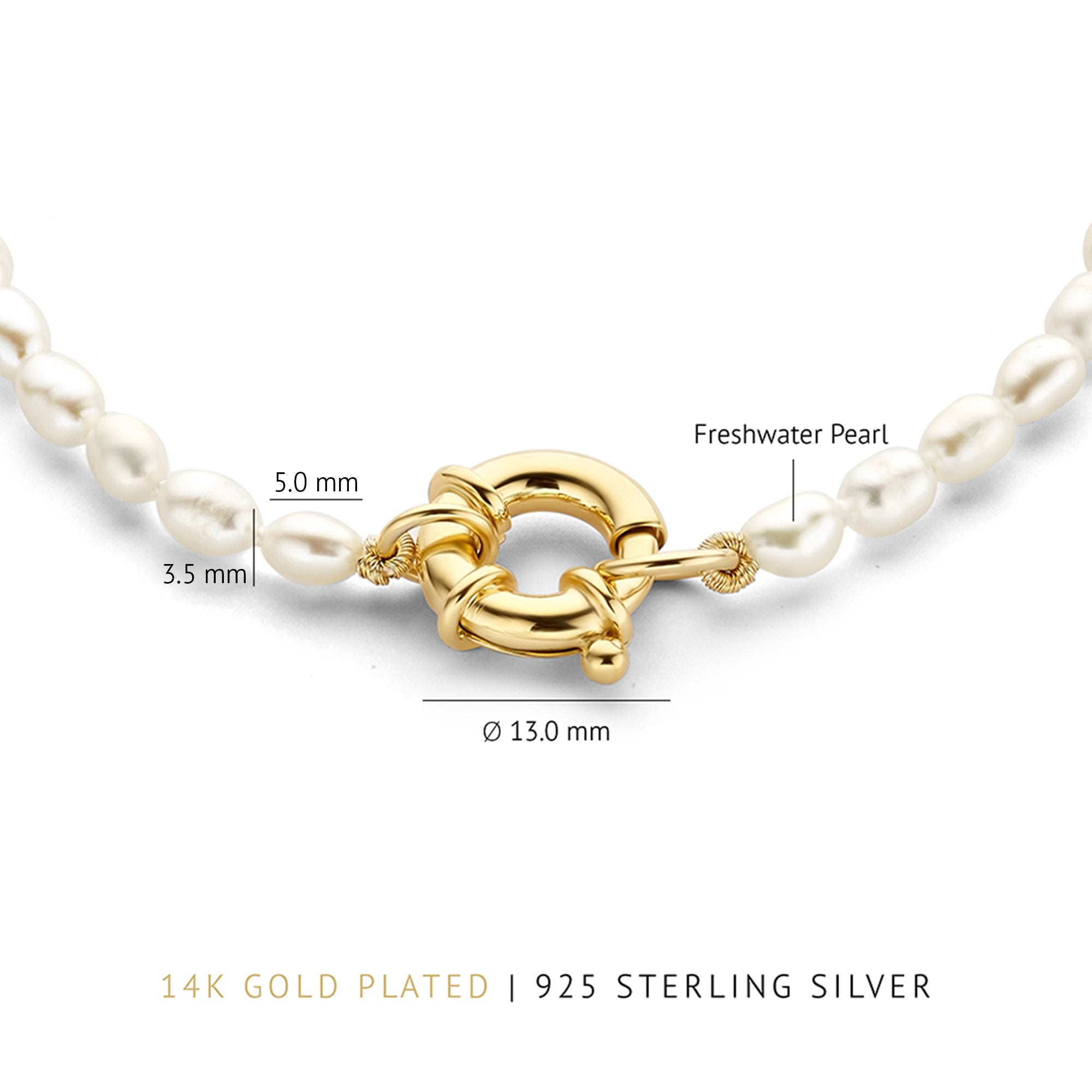 Parte Di Me Brioso Cortona Bella 925 sterling Silver gold plated Pearl Bracelet PDM32070