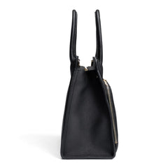 Isabel Bernard Honoré Nadine black calfskin leather handbag with 13 inch laptop compartment IB25110-001-13