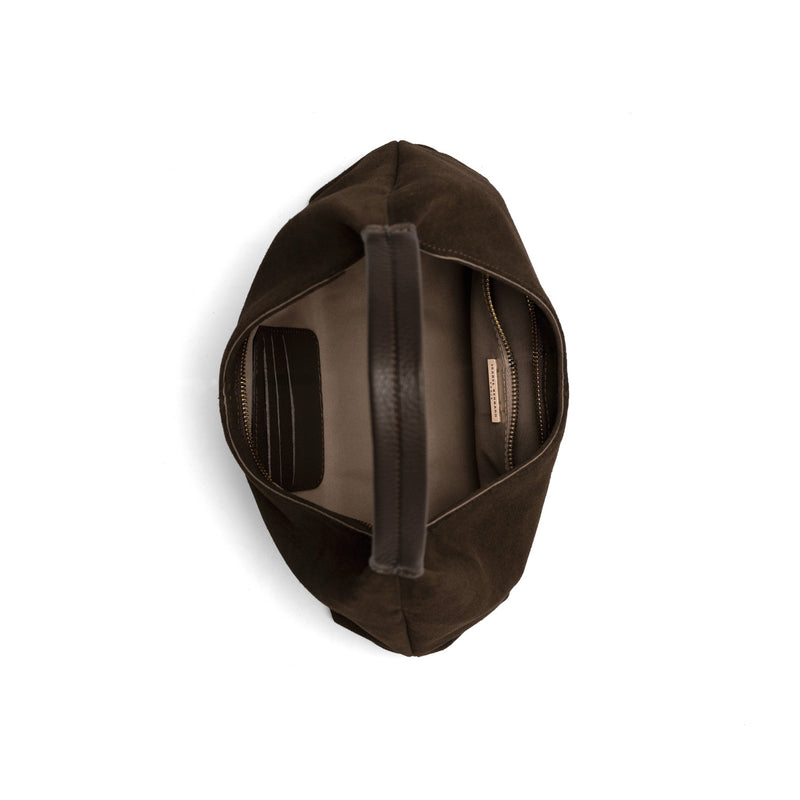 Isabel Bernard Honoré Grace mini donker bruine suède handtas IB21132-131-zoom-