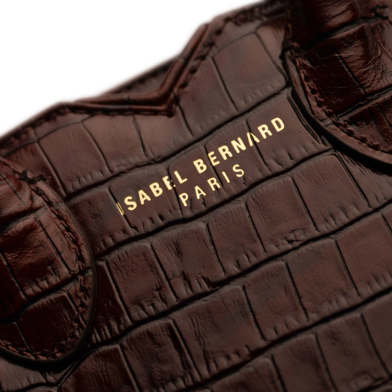 Isabel Bernard Honoré Cloe Mini Croco Bruine Kalfsleren Handtas IB21124-230-zoom-