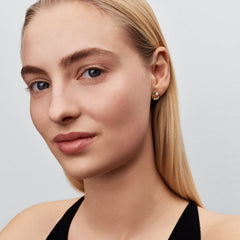 Pandora Essence Gold Plated Organically Shaped Pavé Circle & Treated Freshwater Cultured Pearl Stud Earrings 264662C01