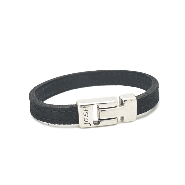 Josh Black Leather Bracelet 25036SL/BLCK