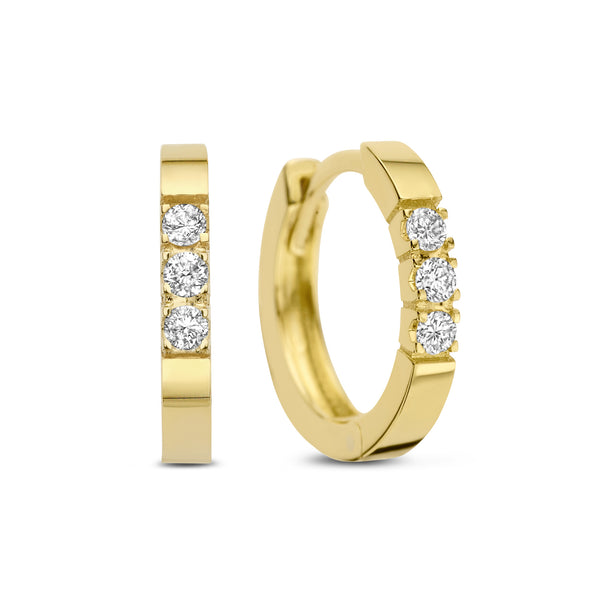 De la Paix Madeline 14 karaat gouden oorringen met diamant 0.15 karaat