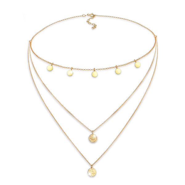 Elli 925 Sterling Silver Layered Choker with Coin 2004-BF-0007784-001