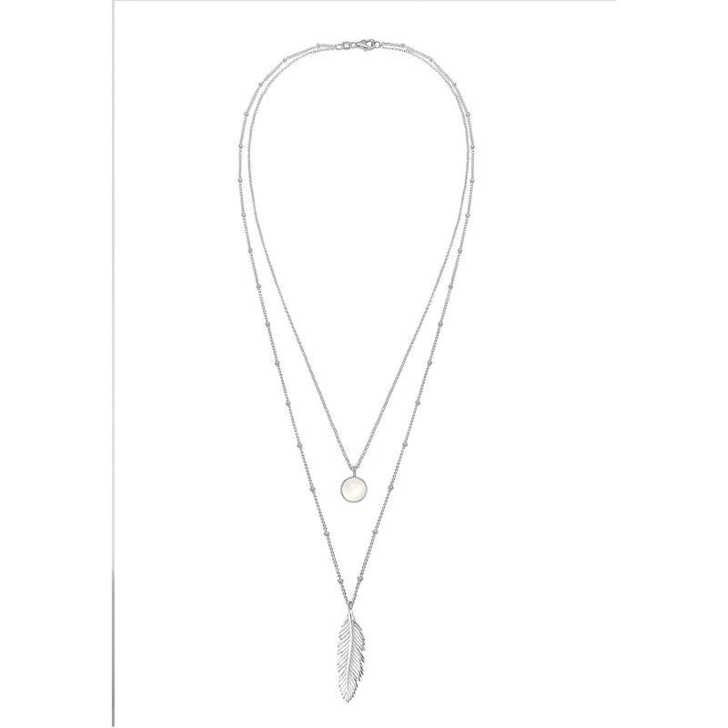 Elli 925 Sterling Silver Layered Link Chain Necklace with Moonstone 2004-BF-0007742-001-zoom-