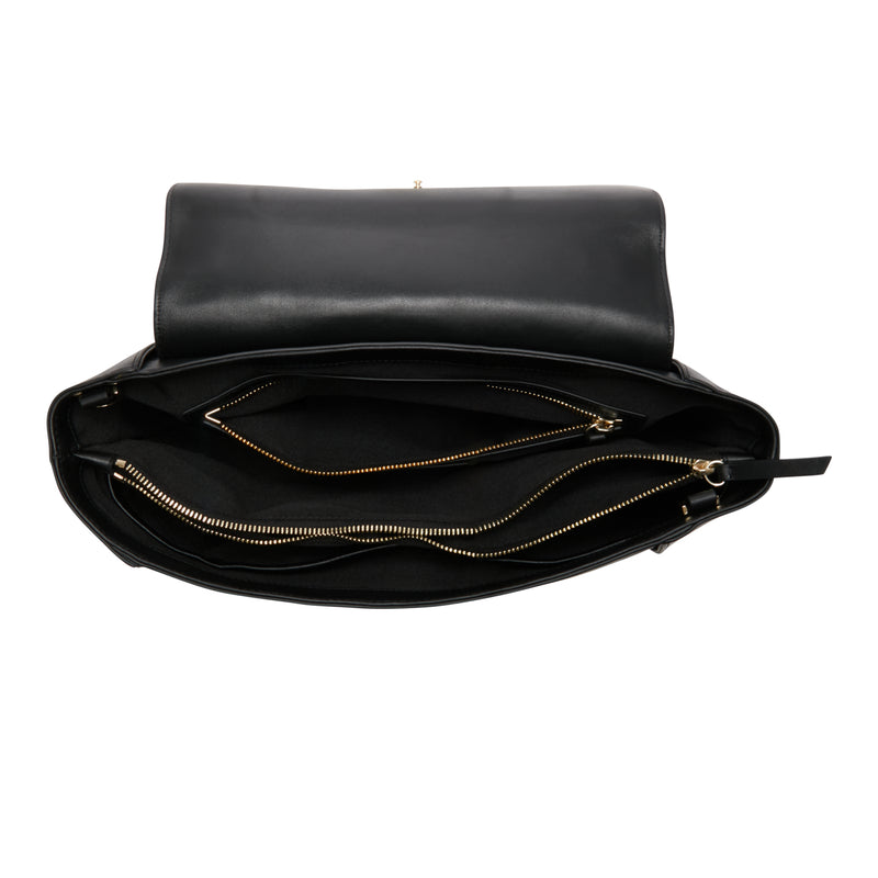 Tommy Hilfiger Crest Black Leather Handbag AW0AW15702BDS-zoom-
