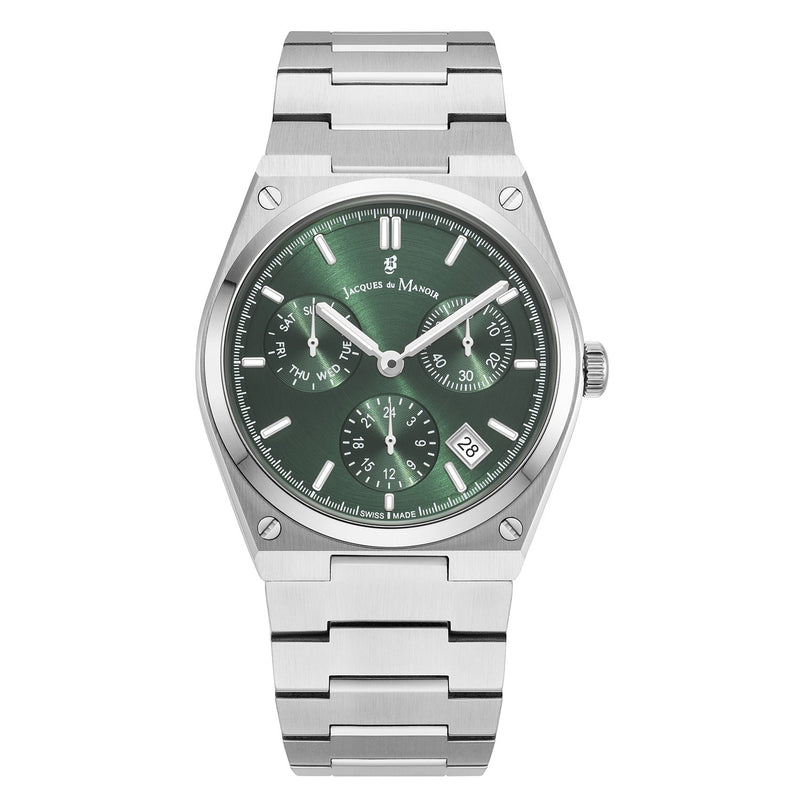 Jacques du Manoir Horizon Gents Multifunction Zilverkleurig Stalen Herenhorloge JWN05702-zoom-