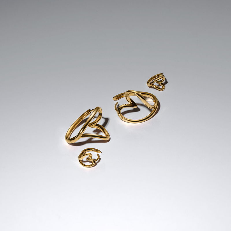 Pandora Essence Gold Plated Organically Shaped Small Heart Earrings 264359C00-zoom-