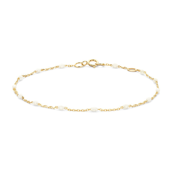 Armband met Melkwitte Resin ⌀ 0.7 mm 14k goud