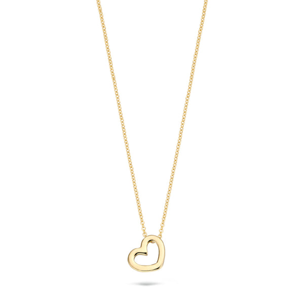 Ketting met hartje hanger 8mm 14k goud
