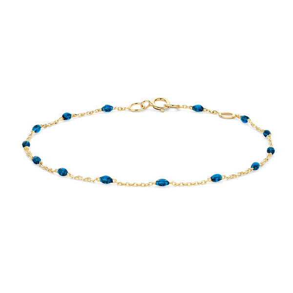 Armband met Helderblauwe Resin ⌀ 0.7 mm 14k goud