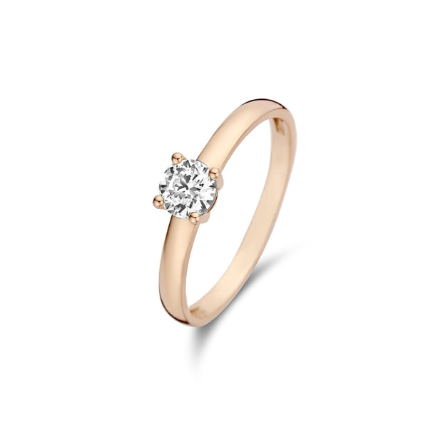 La Concorde Soleil 14 karaat rosé gouden ring met zirkonia steentje