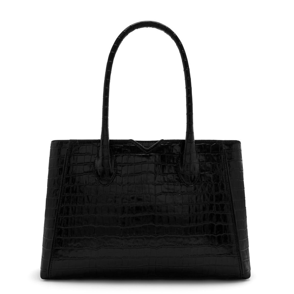 Isabel Bernard Honoré Cloe Midi Croco Zwarte Kalfsleren Handtas IB25082-201