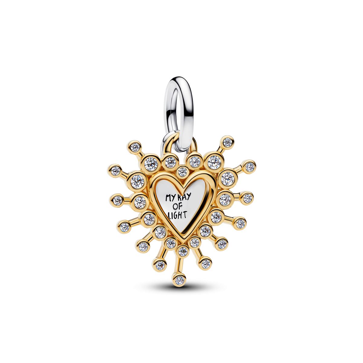 Pandora Moments Gold Plated Radiant Heart Double Dangle Charm 764141C01