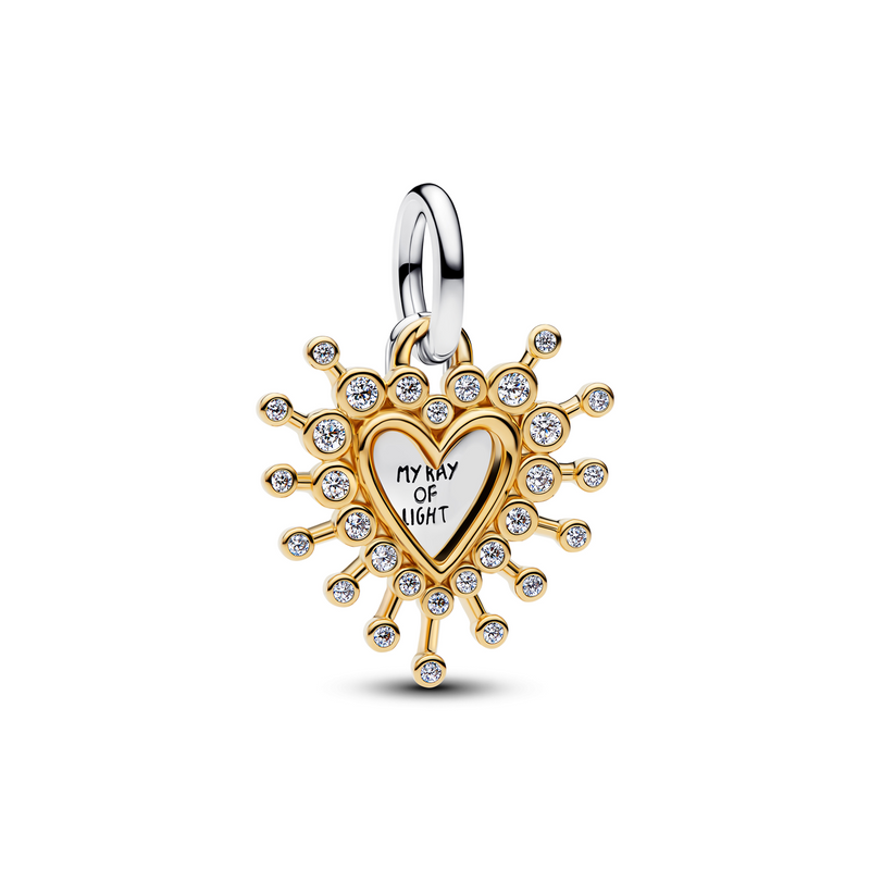 Pandora Moments Gold Plated Radiant Heart Double Dangle Charm 764141C01-zoom-