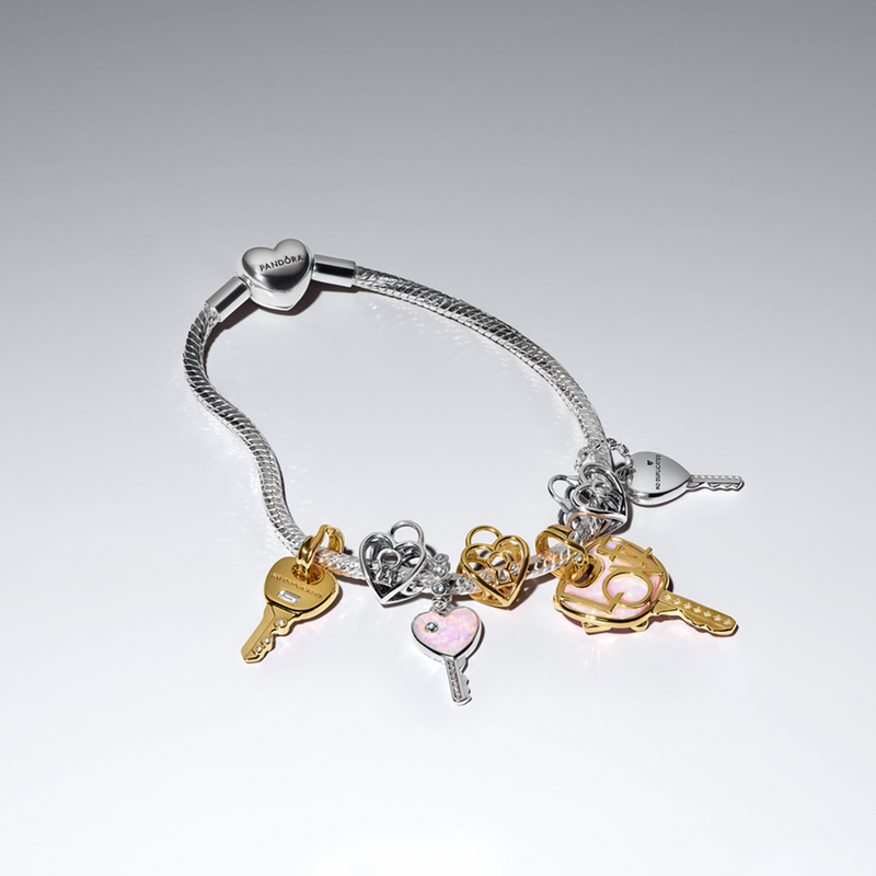 Pandora Moments Gold Plated Openwork Heart Padlock Charm 764358C00-zoom-