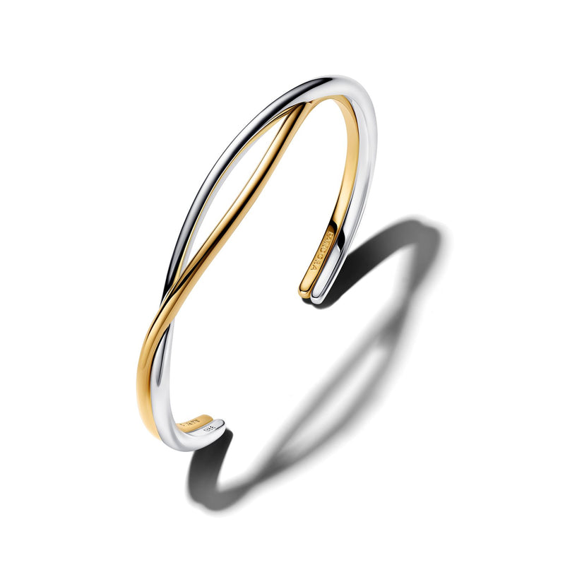 Pandora Essence Verguld Entwined Tweekleurige Open Bangle 564656C00-zoom-