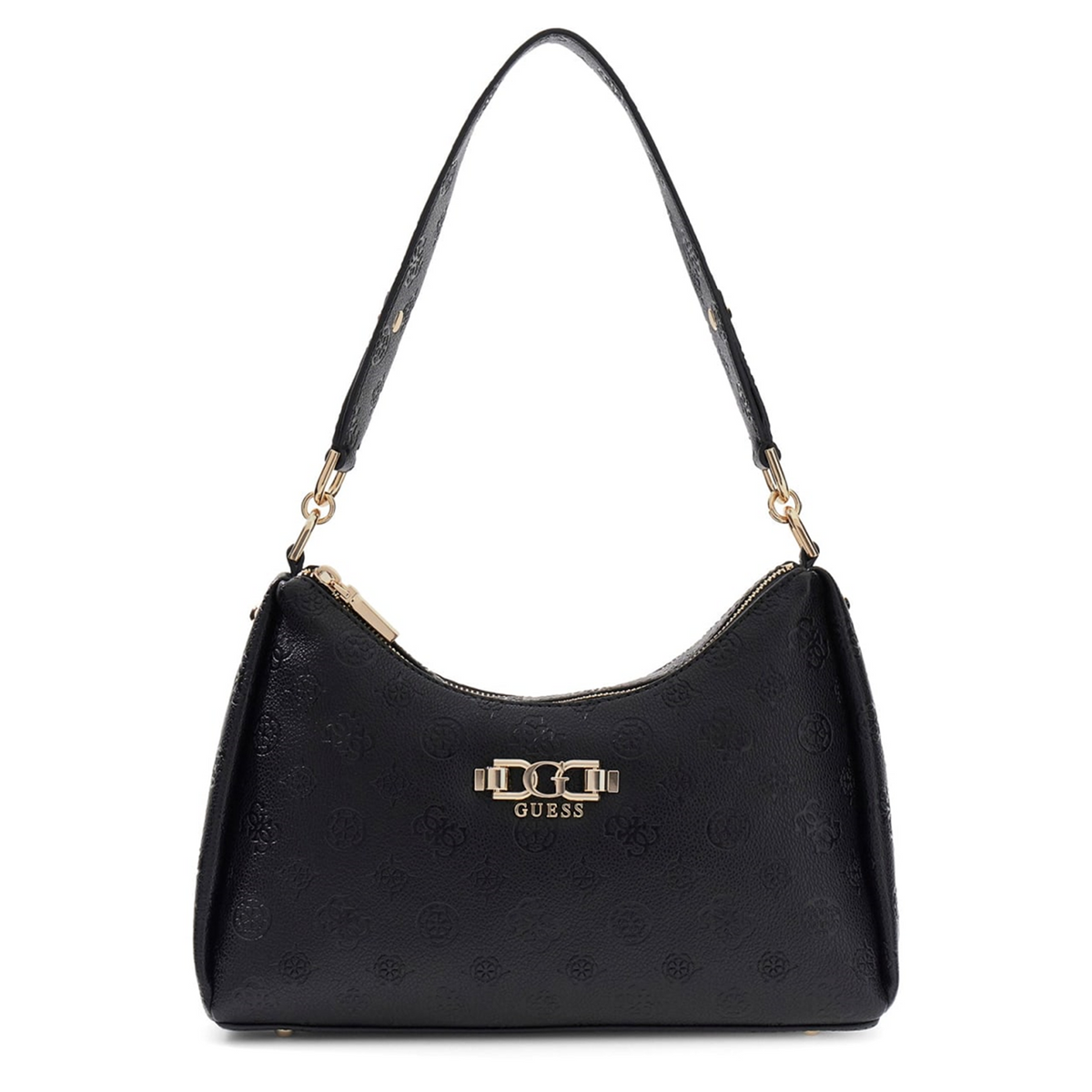 Guess Anise Black Logo Double Zip Shoulder Bag HWPD99-16180-BLO