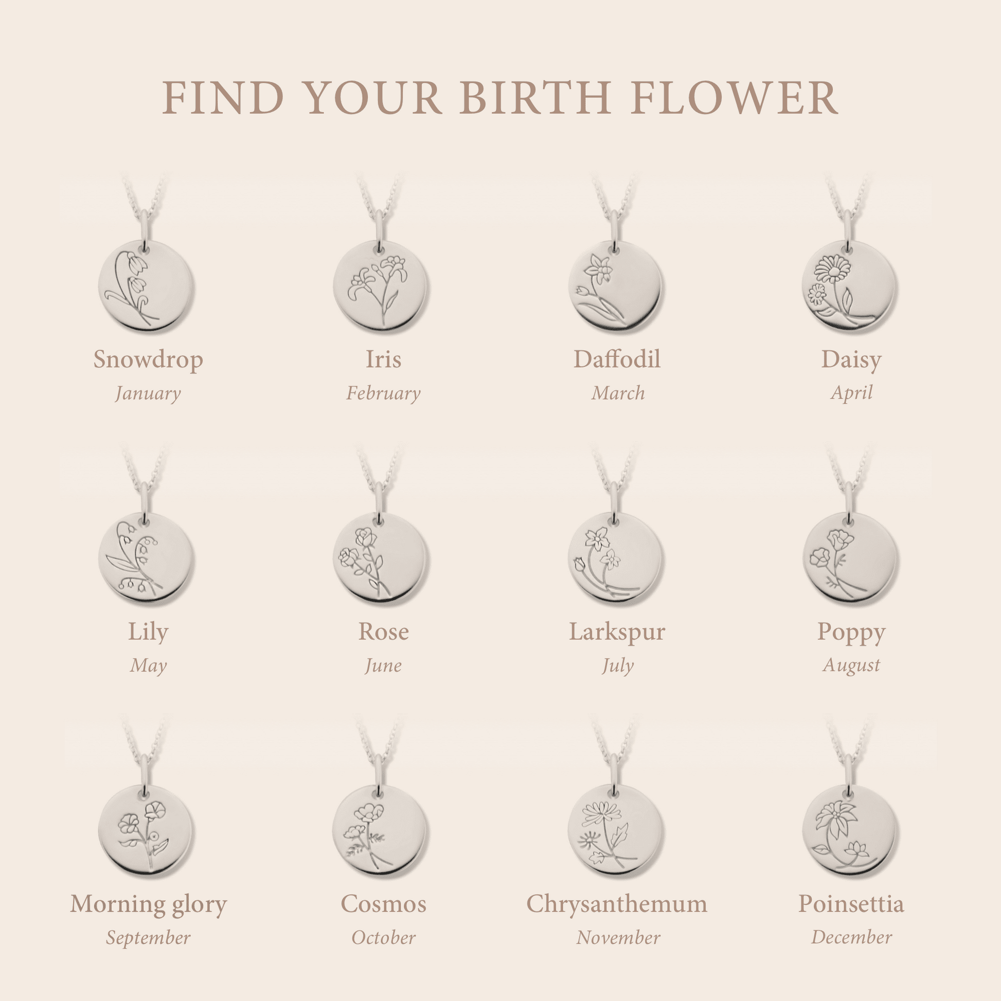 Violet Hamden Venus 925 Sterling Silver Necklace with Birthflower VH340026-MAY