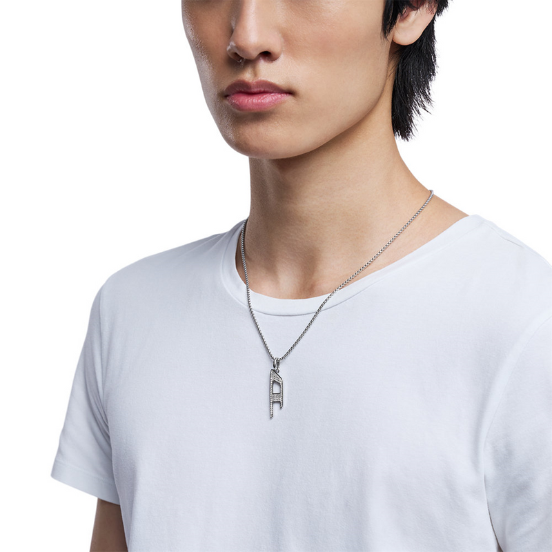 Diesel D Logo Silver Stainless Steel Necklace DX1624040-zoom-