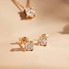 Isabel Bernard De la Paix Hanaé 14 Carat Golden Ear Studs | diamond 0.16 ct | IBD360015