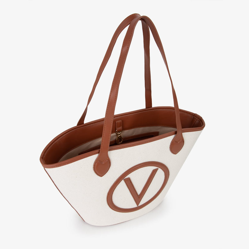 Valentino Bags Covent Beige & Brown Shopper VBS7QO02CANNATURALE/CUOIO-zoom-
